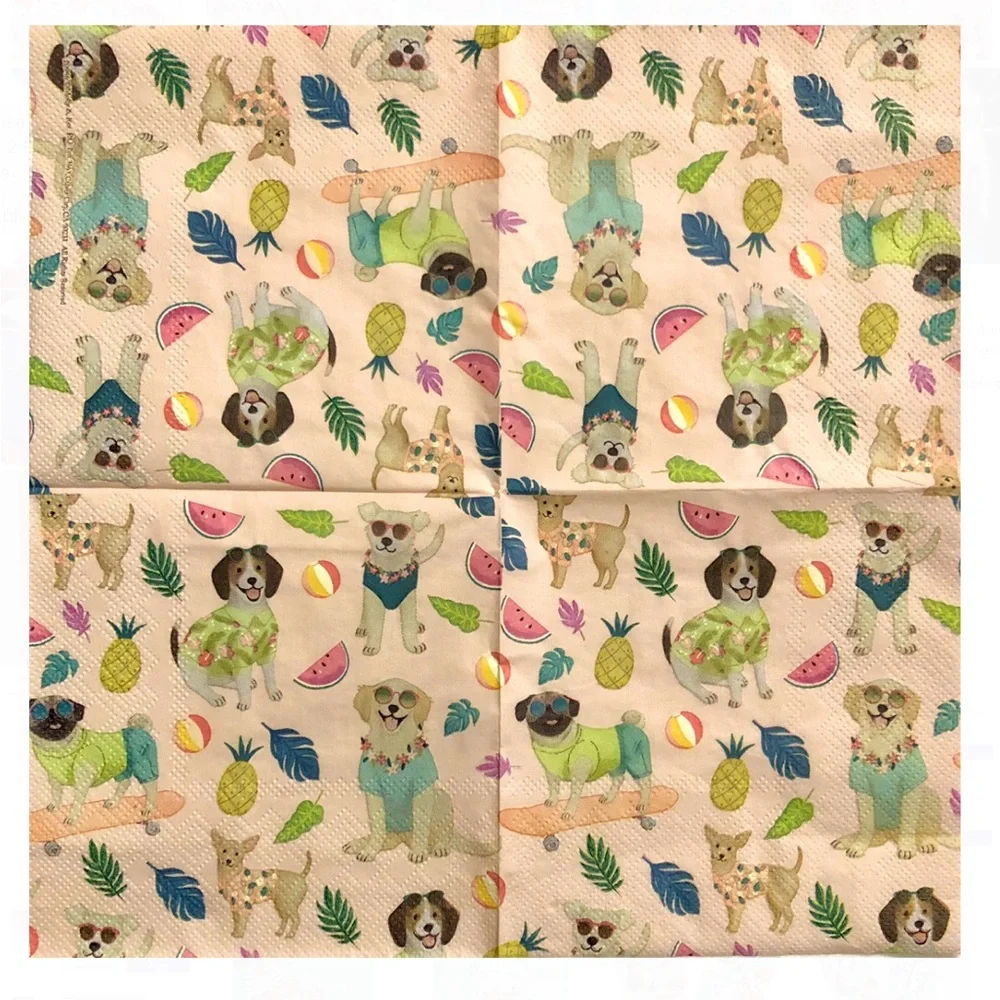 Molly & Rex Tropical Dogs Cocktail Beverage Napkins (20946), 40 ct